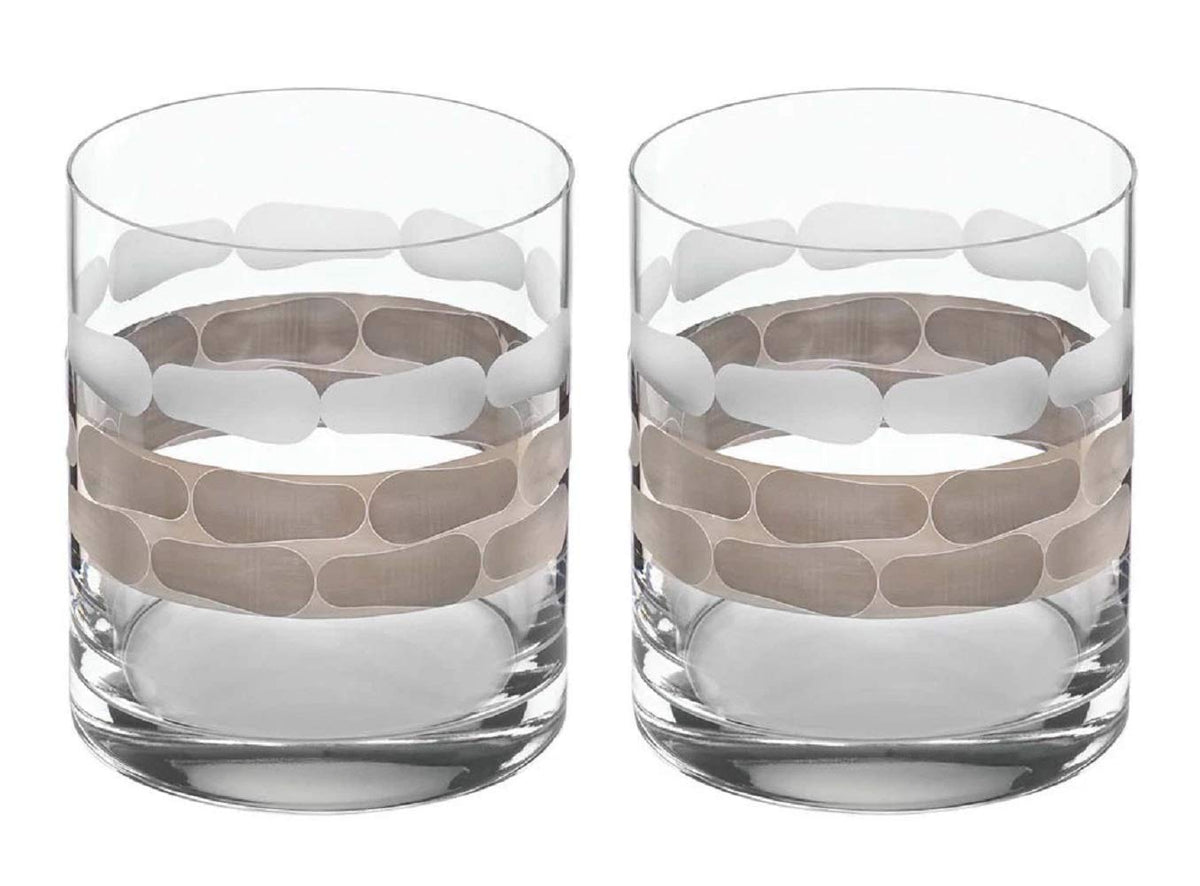 Michael Wainwright Truro Platinum Double Old Fashion Glasses Set of 2, 4-Inch