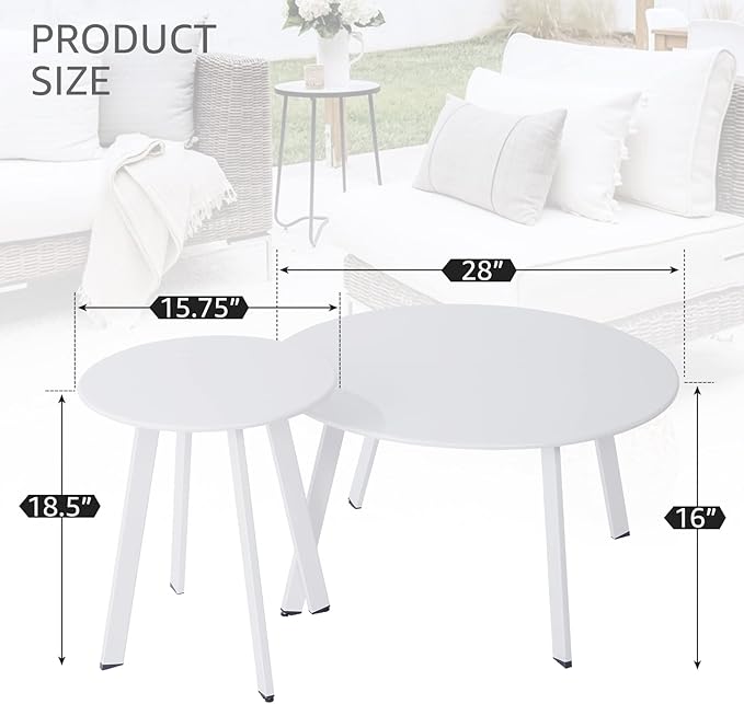 Patio Outdoor Coffee Table Set of 2