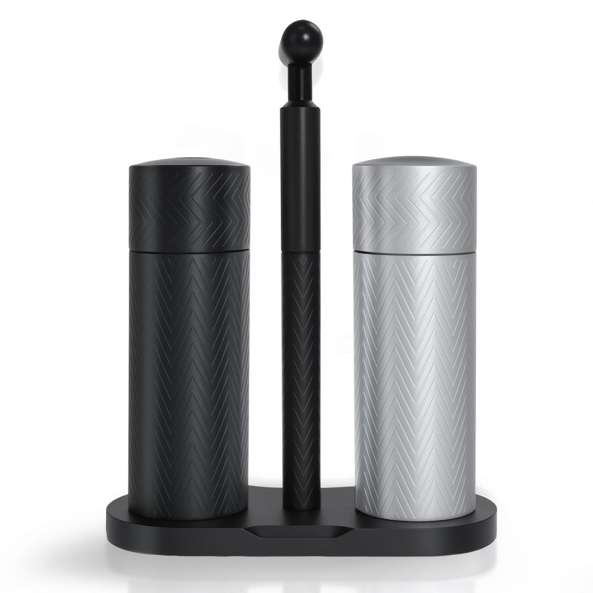 ARKNOAH Salt and Pepper Grinder Set 2-Pack with Stand, Adjustable Coarseness Mill - Aerospace Aluminum Body, Stainless Steel & Ceramic Core, Refillable Spice Grinders for Kitchen & BBQ
