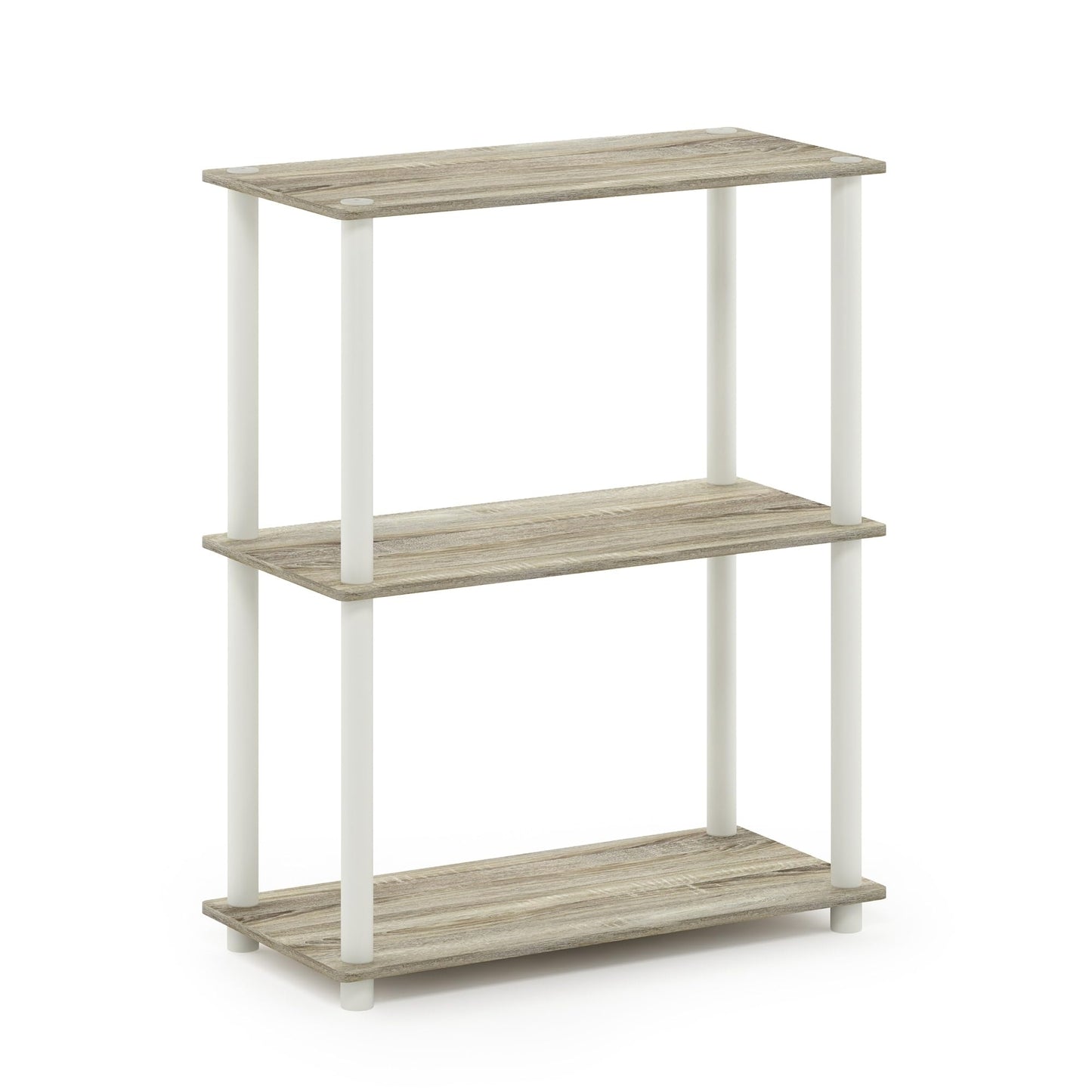 Furinno Turn-N-Tube Storage Shelves, 3-Tier Book Shelf, Corner Shelf, Toolless Open Shelves, for Organization and Storage, Living Room, Garage, Home Office, Amber Pine