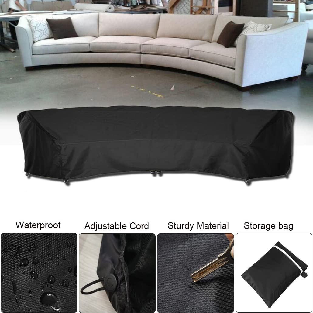 SUNSURE Outdoor Curved Sofa Cover 190x39x36in Patio Sofa Covers Waterproof Furniture Sets Cover Sectional Curved Couch Protector for Indoor Outdoor Sofa Sets