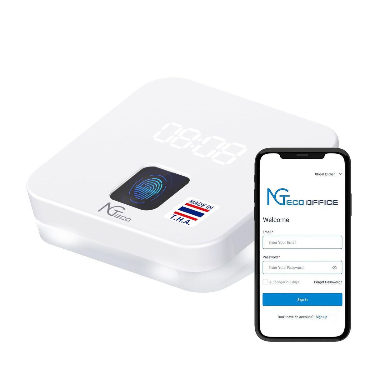 NGTeco Cloud Time Clock for Employees Small Business, Remote Control Fingerprint Time Clocks, Customization Rule Clock in Machine with Software ＆ iOS/Android App, 2.4G WiFi, No Monthly Fee, White