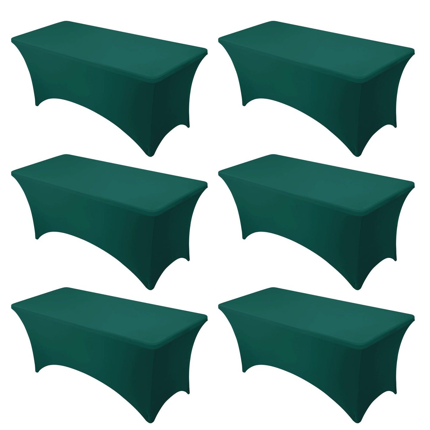 Dailyset 6-Pack Premium Hunter Green Spandex Tablecloths for 6ft Rectangle Tables, Stain & Wrinkle-Resistant, Washable Stretch Polyester Fitted Table Cover for Weddings, Banquets, Trade Shows Events