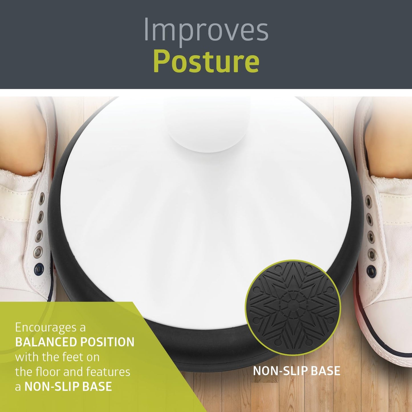 Pearington SitFree Height Adjustable Wobble Stool, Active Flexible Seating Chair for Kids and Adults - School and Office, White