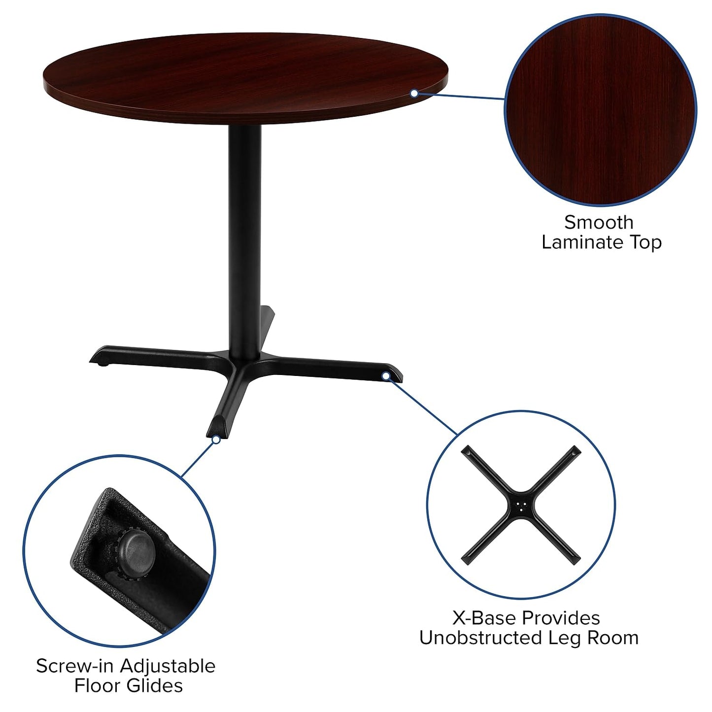 Flash Furniture Chapman 36" Round Multi-Purpose Conference Table with Cross Base in Mahogany