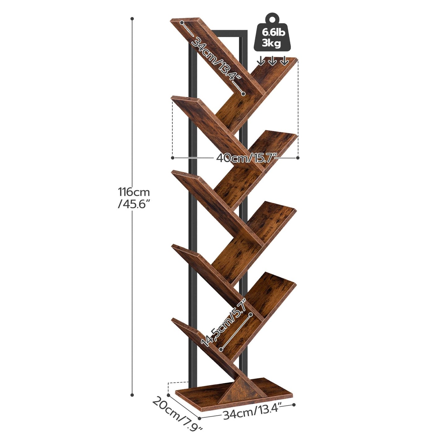 HOOBRO Tree Bookshelf and Computer Desk Bundle, 9-Tier Bookcase Wooden Shelves, Office Dsek with Monitor Stand, for Small Space, Study, Living Room, BF08SJ01G1-WH85UDN01