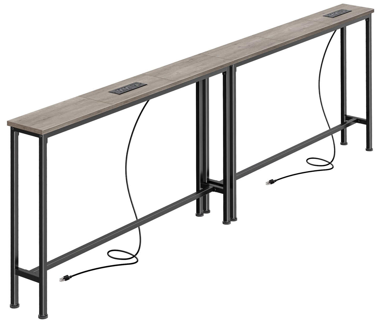 SUPERJARE 78.8 Inch Narrow Console Table with Outlet, Sofa Tables, Behind Couch Table, Long Entryway Tables with Charging Station, for Living Room, Oak