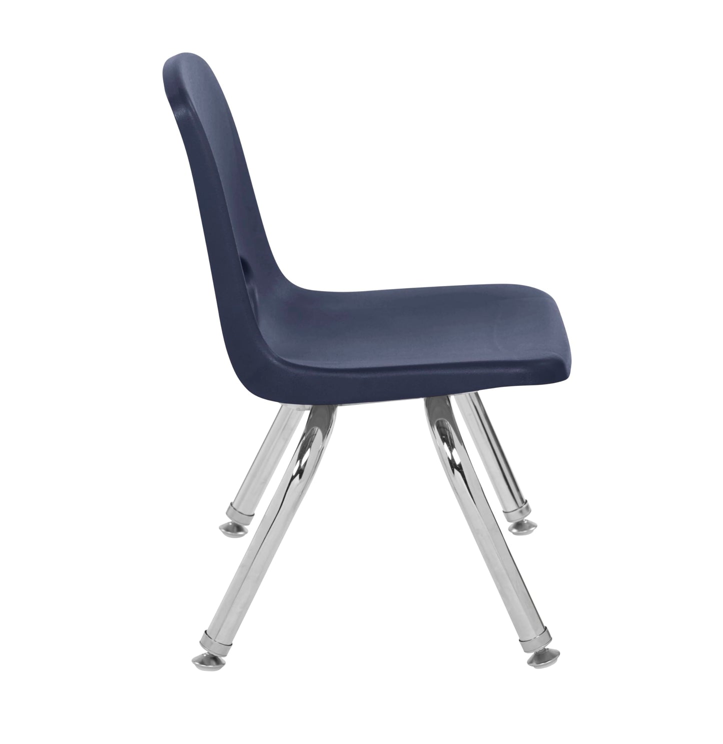 FDP 10" School Stack Chair,Stacking Student Seat with Chromed Steel Legs and Nylon Swivel Glides for in-Home Learning or Classroom - Navy (4-Pack), 13227-NV