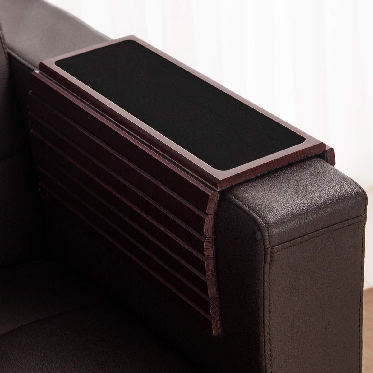 GEHE Couch Arm Tray Table, Flexible/Foldable Sofa Armrest Tray, Couch Armrest Table Cup Holder Great for Drinks Snacks Remote Control, Portable Side Table and Anti-Slip Bottom