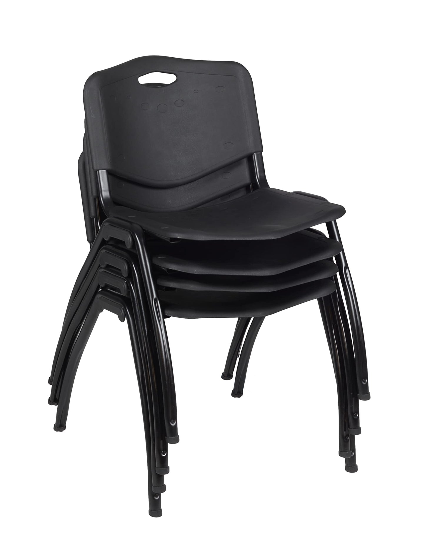 Regency M Black Stack Chairs 4-Pack – Durable Plastic Stackable Chairs with Metal Frame, Lightweight & Easy-Clean Seating for Offices, Cafeterias & Breakrooms