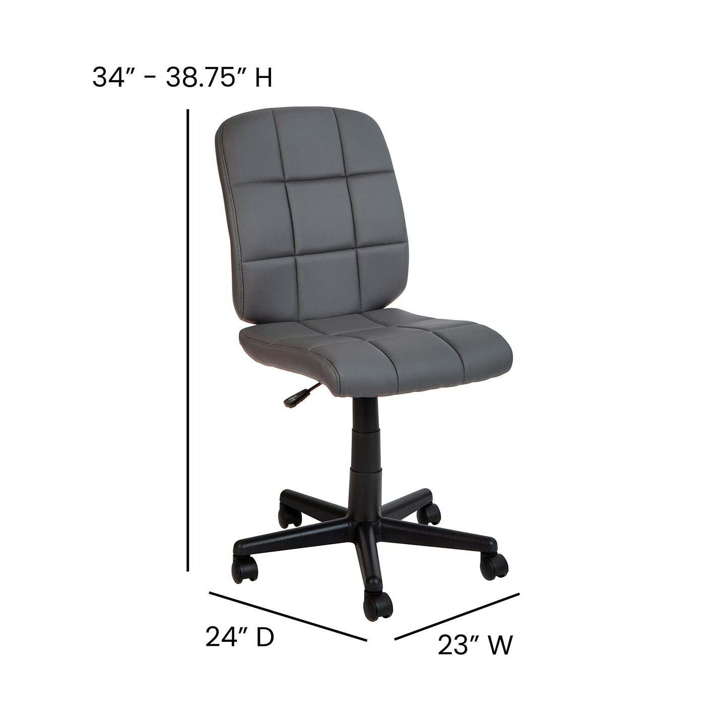 Flash Furniture Clayton Mid Back Swivel Task Chair - Gray Vinyl Upholstery - Tufted Back and 360° Swivel