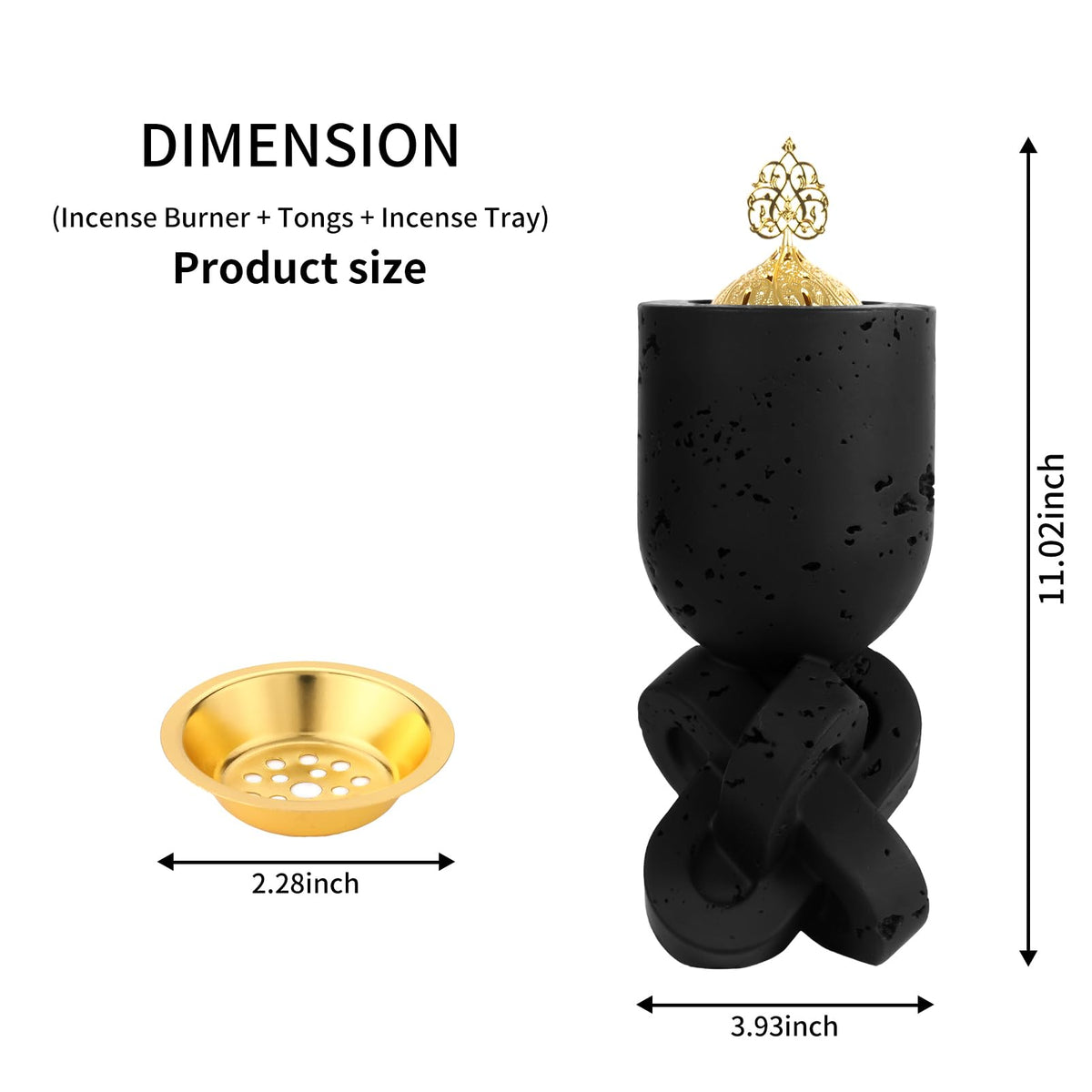 TERSCHELLING Frankincense Resin Incense Burner,Bakhoor Burner,Charcoal Incense Burner, 11.02Inches Tall Incense Censer - for Meditation,Yoga,Spa Aromatherapy,Office,House Warming Gifts& Home Decor