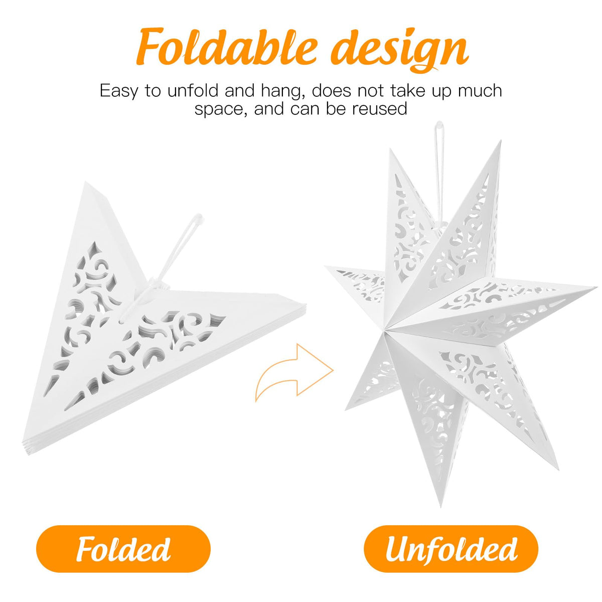 Ipetboom Star Shaped Lampshade Decorative Light Cover 17.71In Hollow Out Paper Lantern for Home Bedroom Festival Party Decoration