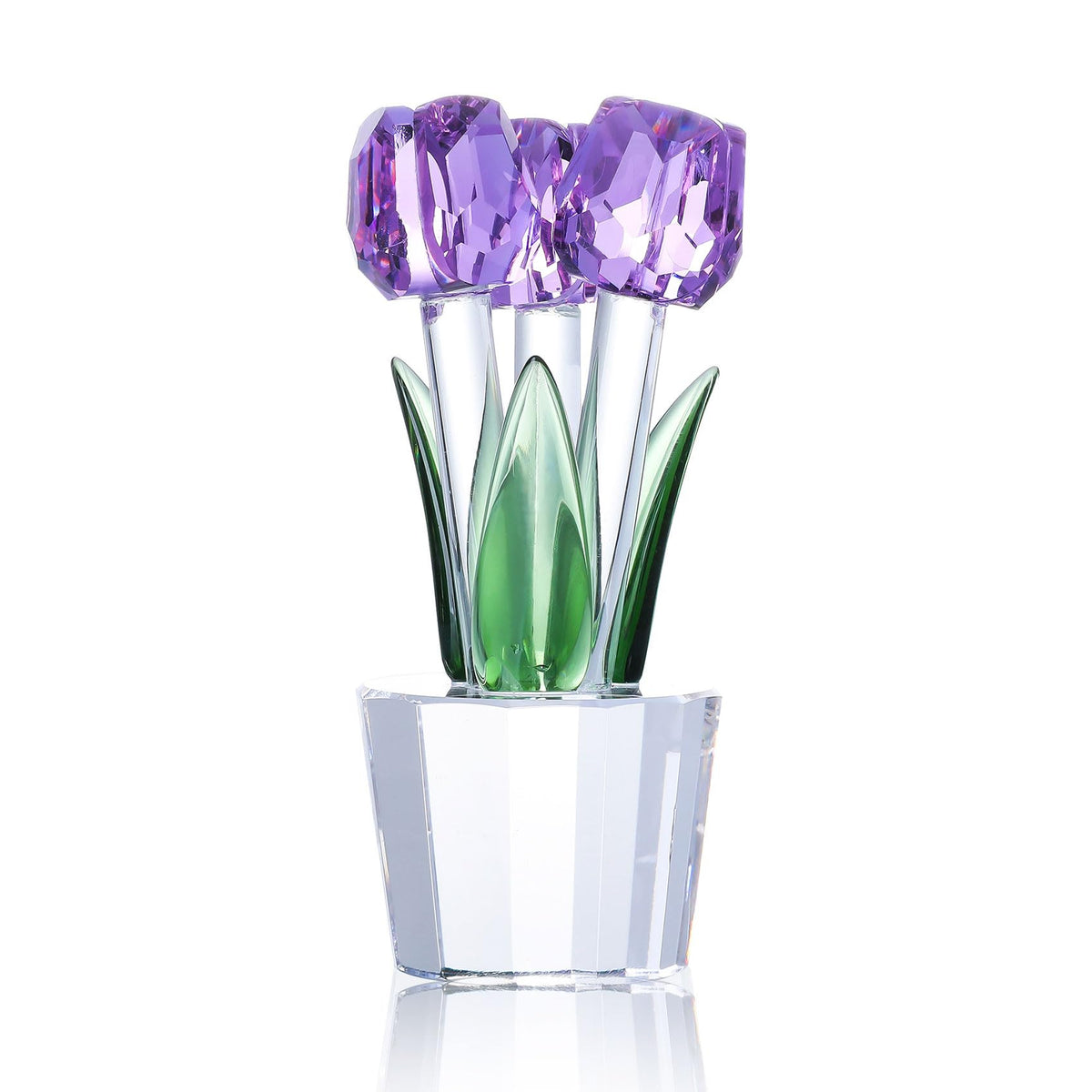 Movdyka Tulips Glass Flowers Figurines Crystal Decor Collectibles