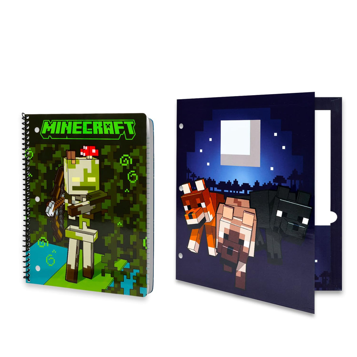 Minecraft School Supplies Set - Bundle with Creeper Folder, Notebook, Erasers, Stickers, and More | Minecraft Back to School Supplies Stationery Kit for Boys, Kids
