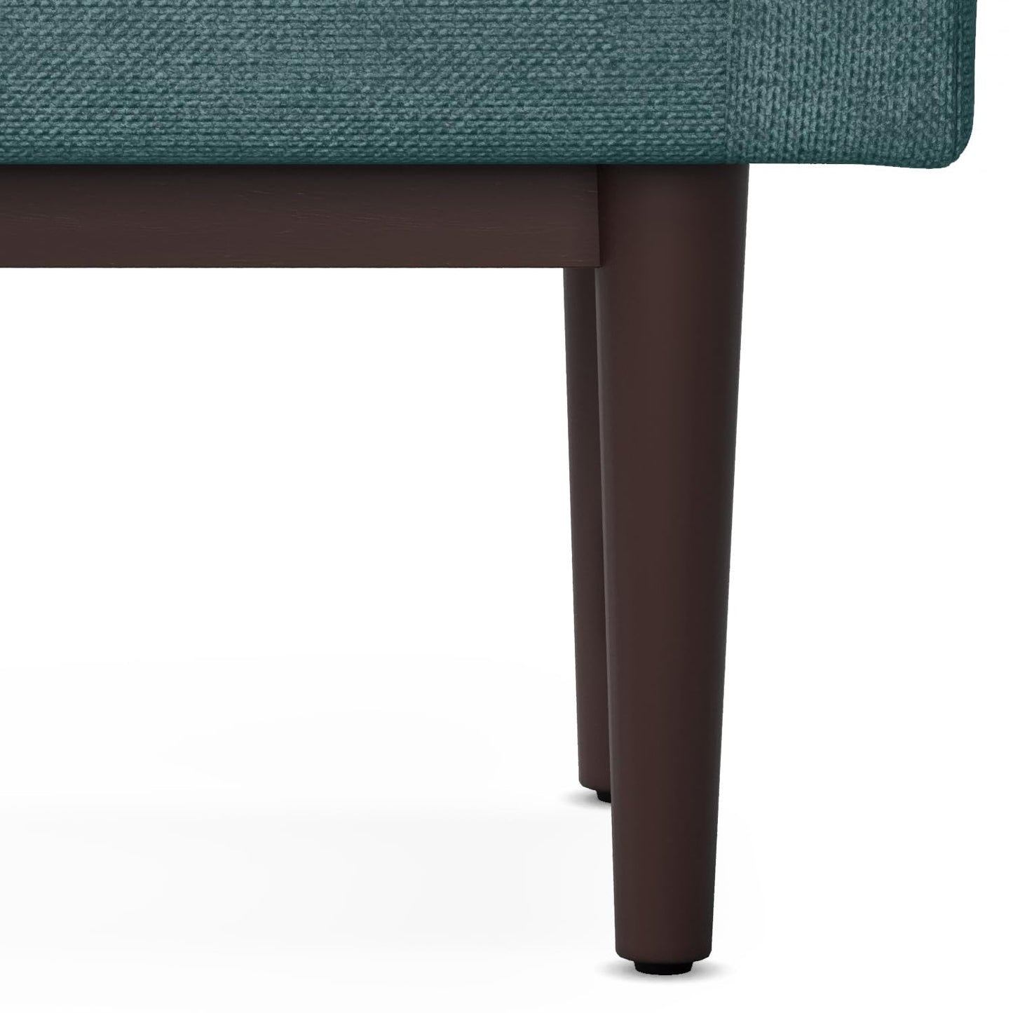 SIMPLIHOME Scott Small Ottoman Bench - 29 inch Wide Upholstered Linen Fabric Rectangle Ottoman in Smoky Teal, Contemporary Bench for Bedroom or Living Room with Raised Sides and Cushioned Seat