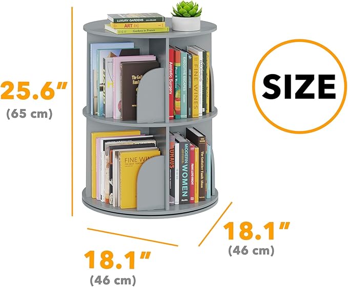 SpaceAid 2 Tier Rotating Bookshelf Tower, Spinning Bookcase Lazy Susan