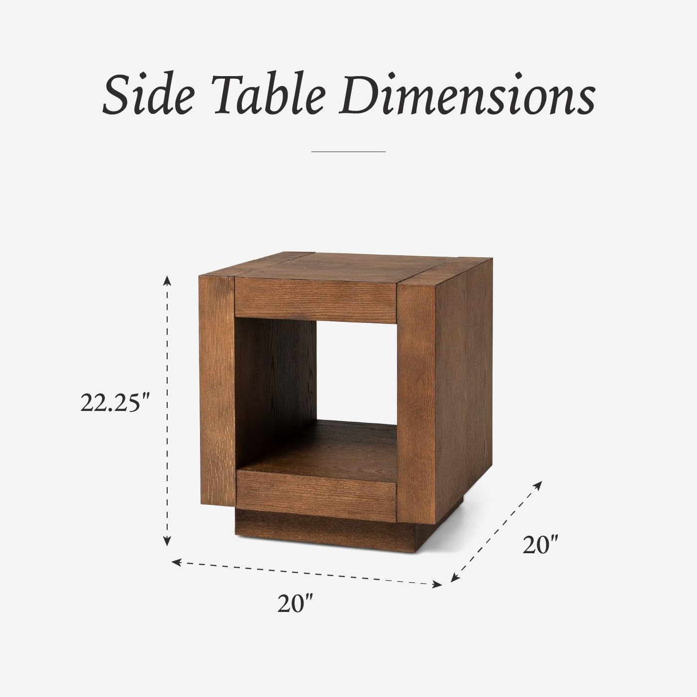 Maven Lane Artemis Side Table (Set of 2) – 22 Inch Square Tables with Storage – Natural Solid Wood – Ideal for Living Room and Bedroom