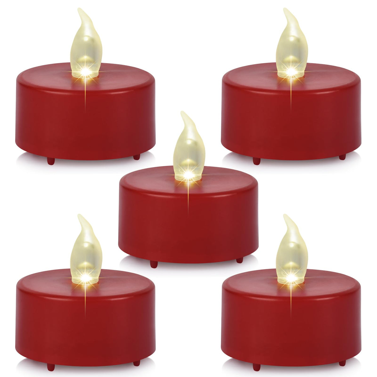 Baikaraer Battery Operated Tea Lights Candles,Flameless Led Electric Fake Candle, 50 Pack Realistic Flickering Votive Tealights, Long Lasting 200+Hours, for Wedding Party Home Decoration (Red)