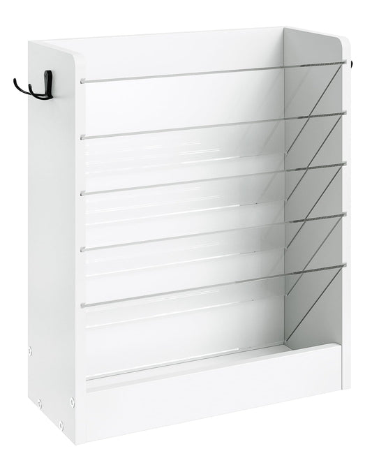 CHOEZON Wall File Holder, 6-Tier File Organizer, Office Supplies Storage Rack, Versatile Desktop Organizer, with Detachable Shelves, with Side Hooks, for Living Room, Study, Home Office, White MWJ02WB