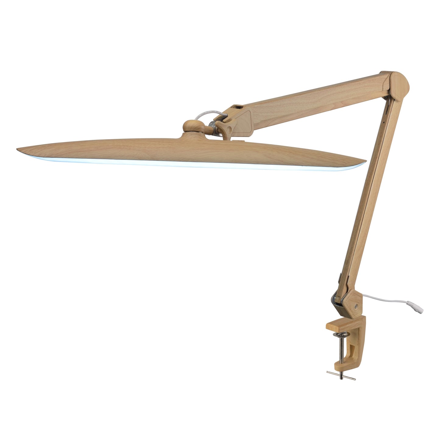 Neatfi XL 2200 Lumens 24W LED Desk Lamp – Shadow-Free Task Lighting | 4-Level Dimming | Home Office & Crafts Use | 20-Inch Wide Head (Brown Wood, Non-CCT with Clamp)