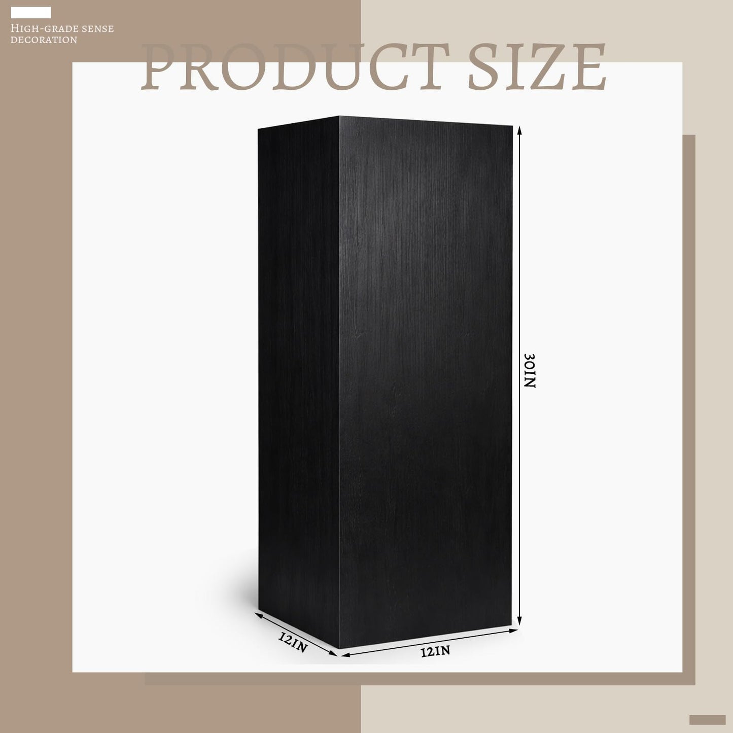 Cinnvoice Wood Cube Display Pedestal Stand 12 x 12 x 30 Inch Black Rustic Sculpture Riser Portable Indoor Plant Stand Mini Table for Sculpture Plant Gallery Pedestal Store Home Party Event Decor