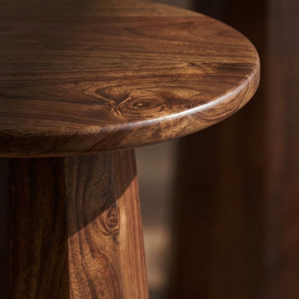 Relso Enteka Solid Mango Wood End Table – 24" Tall Accent Side Table with Walnut Finish | Handcrafted Coffee Table, No Assembly Required | Perfect for Modern Living Rooms, Farmhouses, Small Spaces