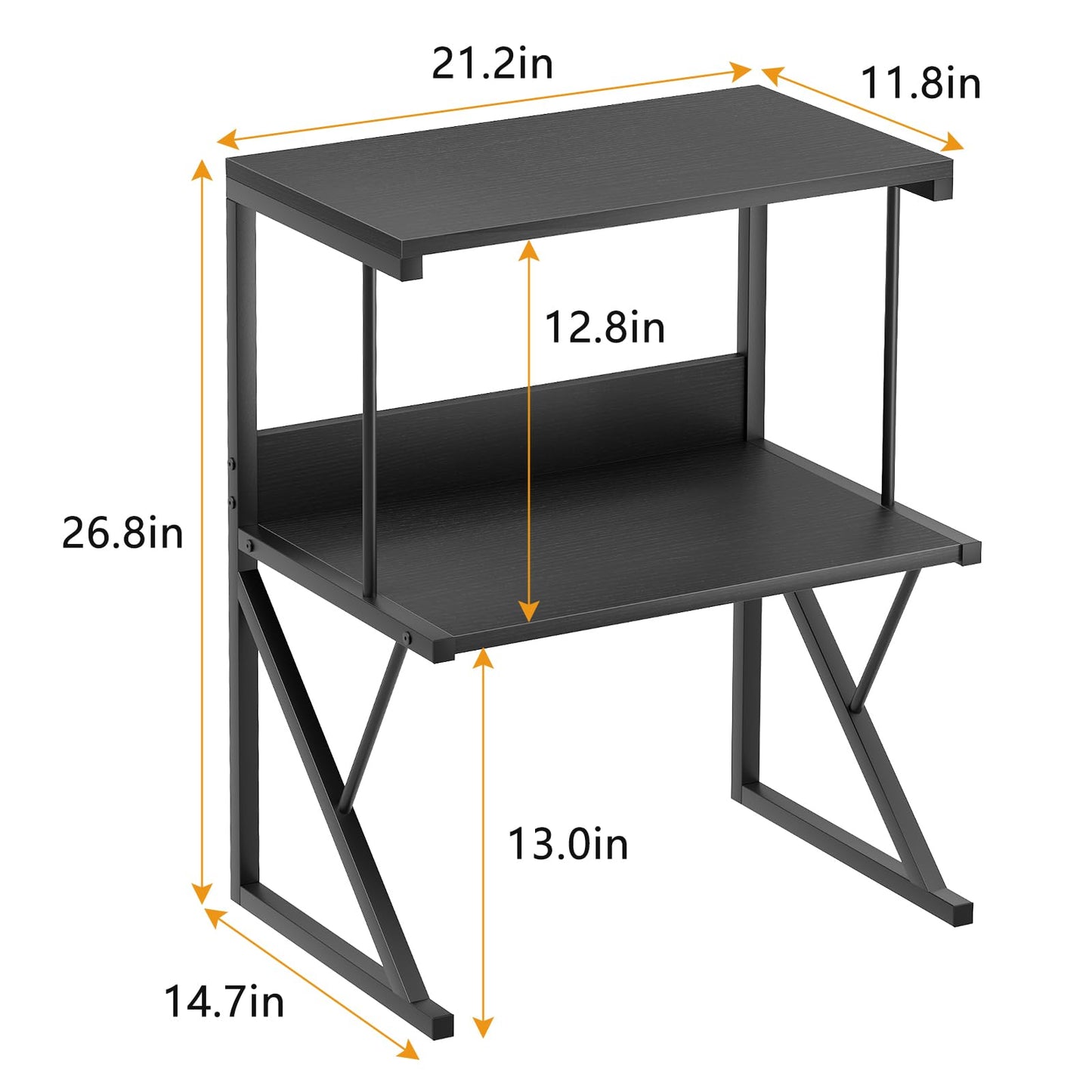 aboxoo Printer Stand for Desk, Desktop Printer Shelf Large 3-Tier Multi-Purpose Office Organization Shelves for Home Office, Black