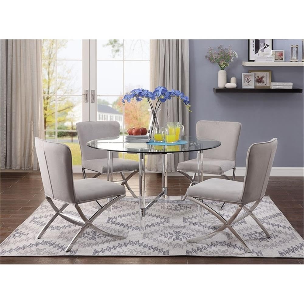 Acme Daire Side Chair Set of 2 in PU and Chrome