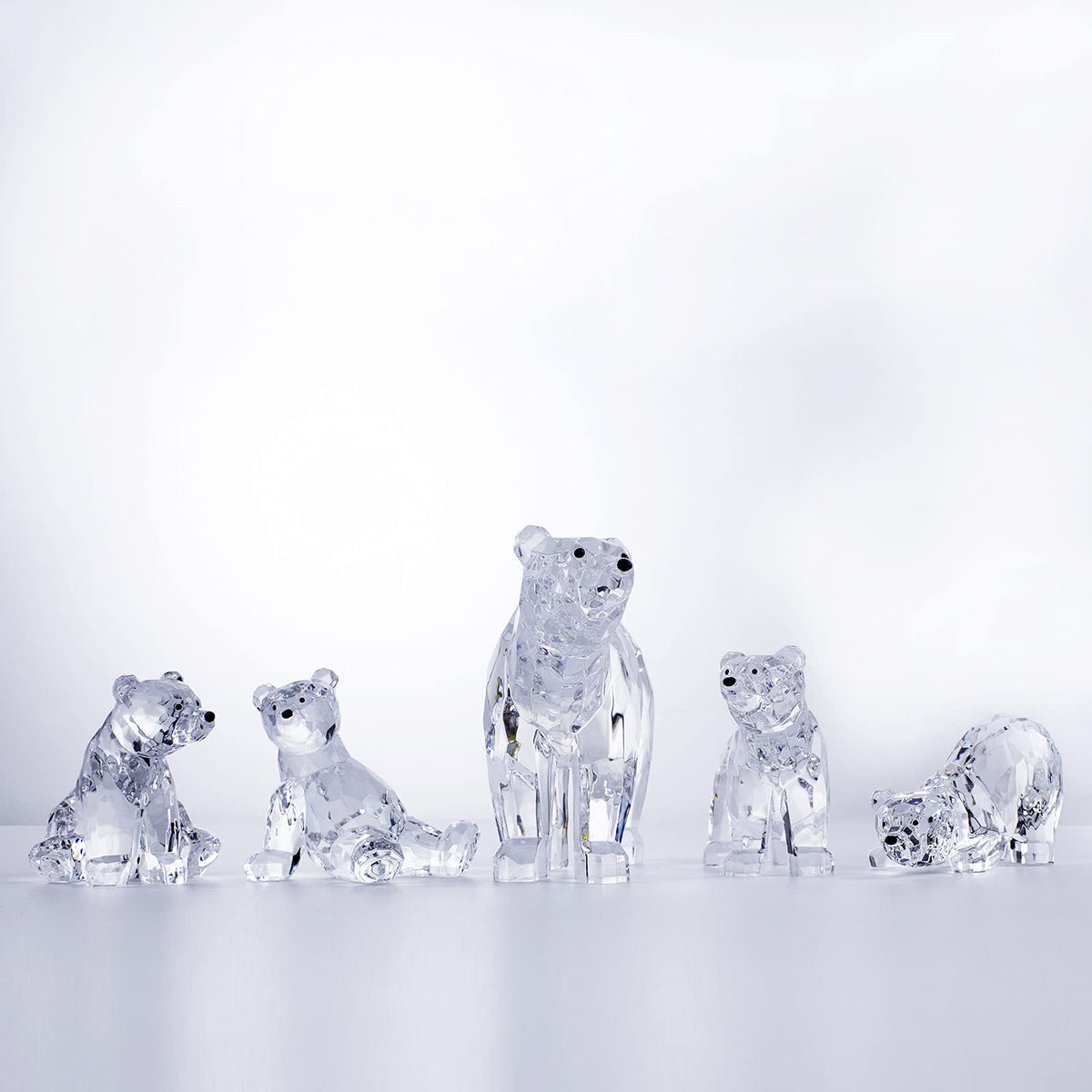 DANRECIN Acrylic Bear Figurine Cute Animal Home Decor Not Crystal Decorations for Bookshelf Dinner Table and Desk (A)