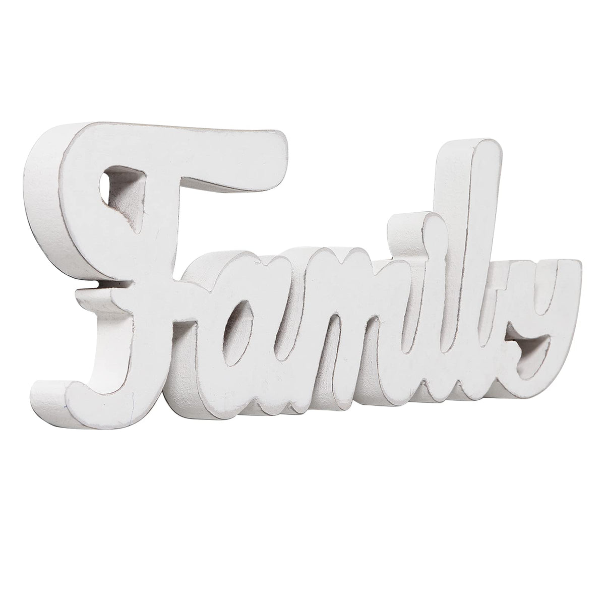 Sintosin Rustic Wooden Family Signs for Home Decor Wall 15", Farmhouse Distressed White Christmas Tabletop Decor Signs, Fireplace Mantle decor, Thanksgiving Family Wall Decor for Living Room