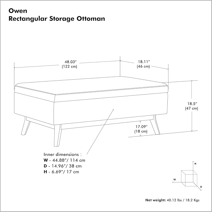 SIMPLIHOME Owen Rectangular Storage Ottoman