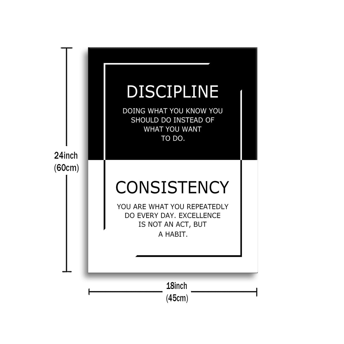 Inspirational Canvas Wall Art Discipline Consistency Success Quote Office Decor Painting Pictures Motivational Poster Prints Artwork for Modern Home Living Room Stretched and Framed [18''Wx 24''H]