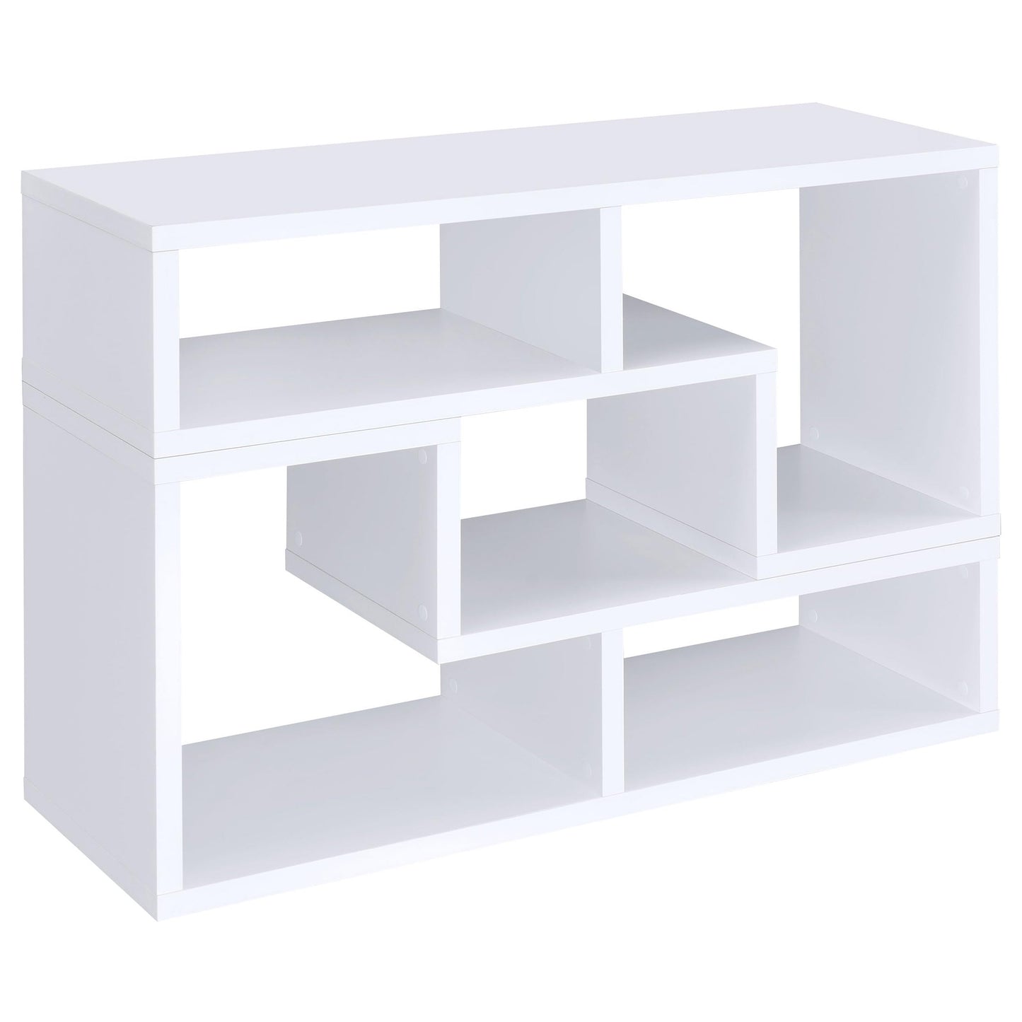 Coaster Home Furnishings - Velma - Engineered Wood - Multipurpose 4-Shelf TV Stand Bookshelf with Geometric Design, Cube Shelves, Transitional Style - Living Room and Home Office - White - 800330