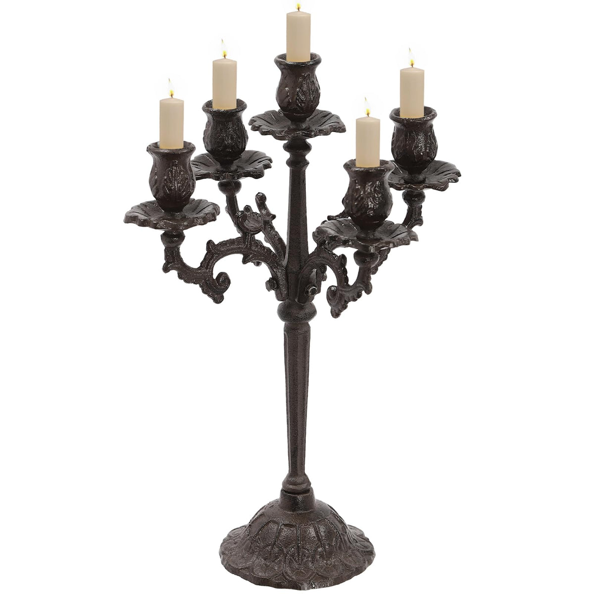 5-Candle Metal Candelabra 17inch Tall Decorative Pillar Candle Stand Elegant Candle Holder for Home Decor, Event, Wedding, Party