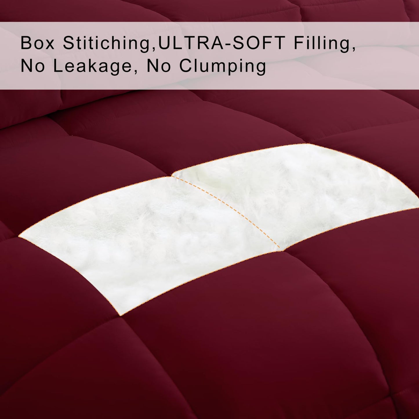 COHOME Premium King Size Comforter, All-Season Quilted Down Alternative Duvet Insert, Luxury Hotel GentleSoft Comforter with Anti-Clump Tech & 8 Tabs - Reversible - Burgundy 90x102 inches