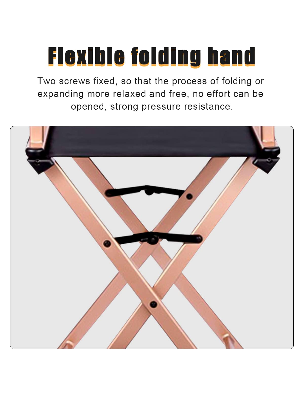 Lorvain Folable Makeup Artist Stool Chair, Protable Tall Folding Directors Chair, Aluminum Makeup Chair with Head Rest for Studio Salon Vanity, Bar Height - Gold Chairs