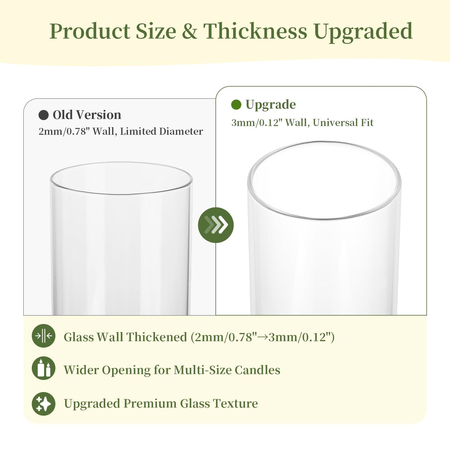 Glasseam Hurricane Glass Candle Holders: 6 Pcs Clear Cylinder Vases for Centerpieces Large Pillar Candle Holder for Floating Candles Set Modern Home Decor Wedding Table 5.3'' 7.3'' 9.5'' Height