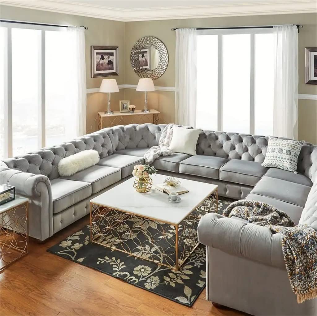 HSIJYGX 11-Seat Sectional Sofa Linen Sofa for Living Room(E)