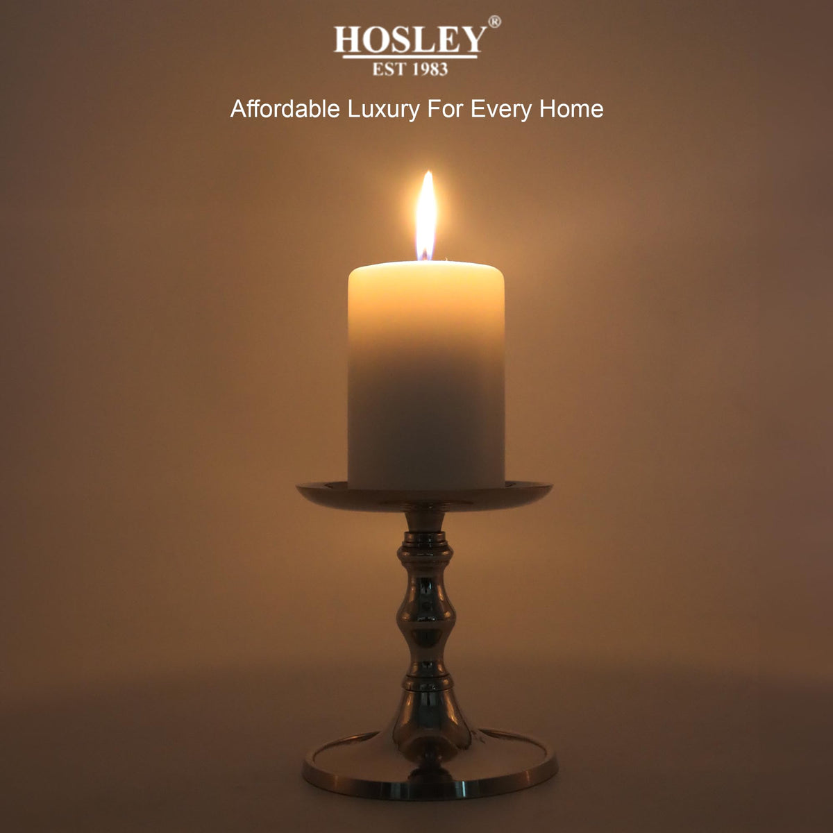 Hosley Aluminum Metal Decorative Pillar Candle Holder Silver Finish for Candles or Display, 5Inch High - Ideal for Weddings, Parties, Events, Home Decor, Gifts, Elegant