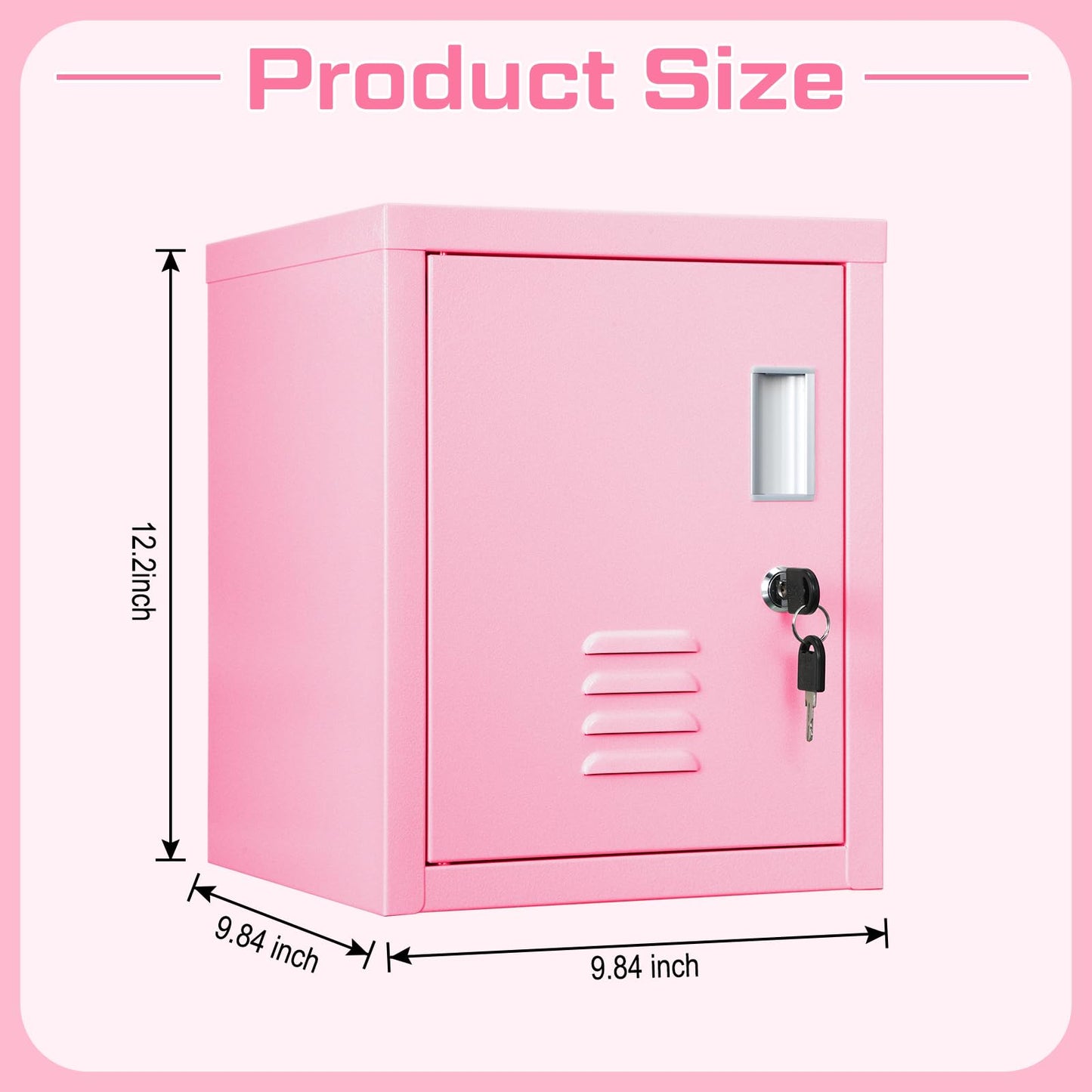 Suzile Lockable Storage Cabinet Metal Lockable Steel Storage Cabinet Organizer Lockers for Employees Vertical Metal Cabinets End Side Table Steel Bedside with Shelf (Pink)
