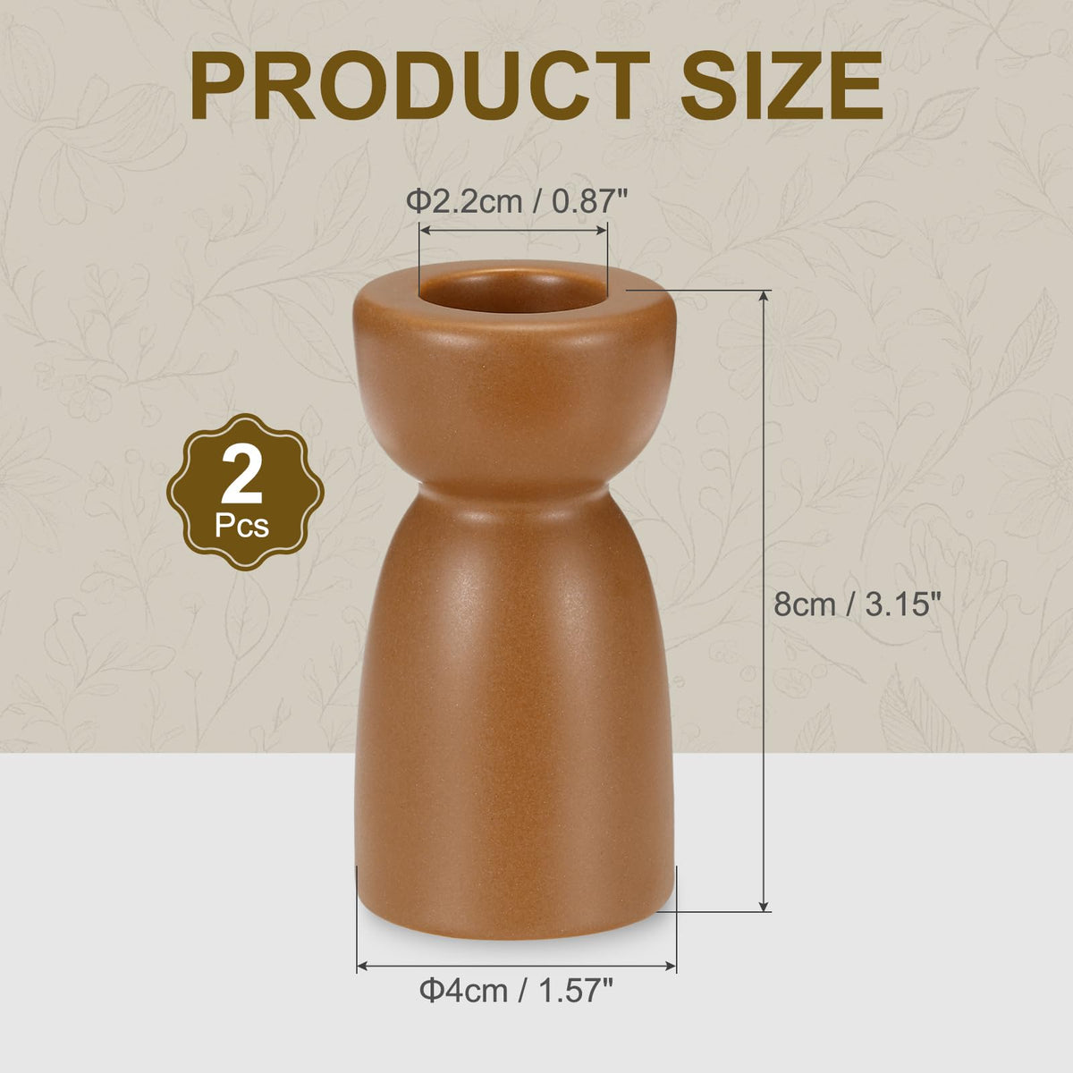 uxcell 2 Pack Candlestick Holder Brown Ceramic Taper Candle Holder Candle Stand Holders Modern Style Decoration for Centerpiece Tabletops Anniversary