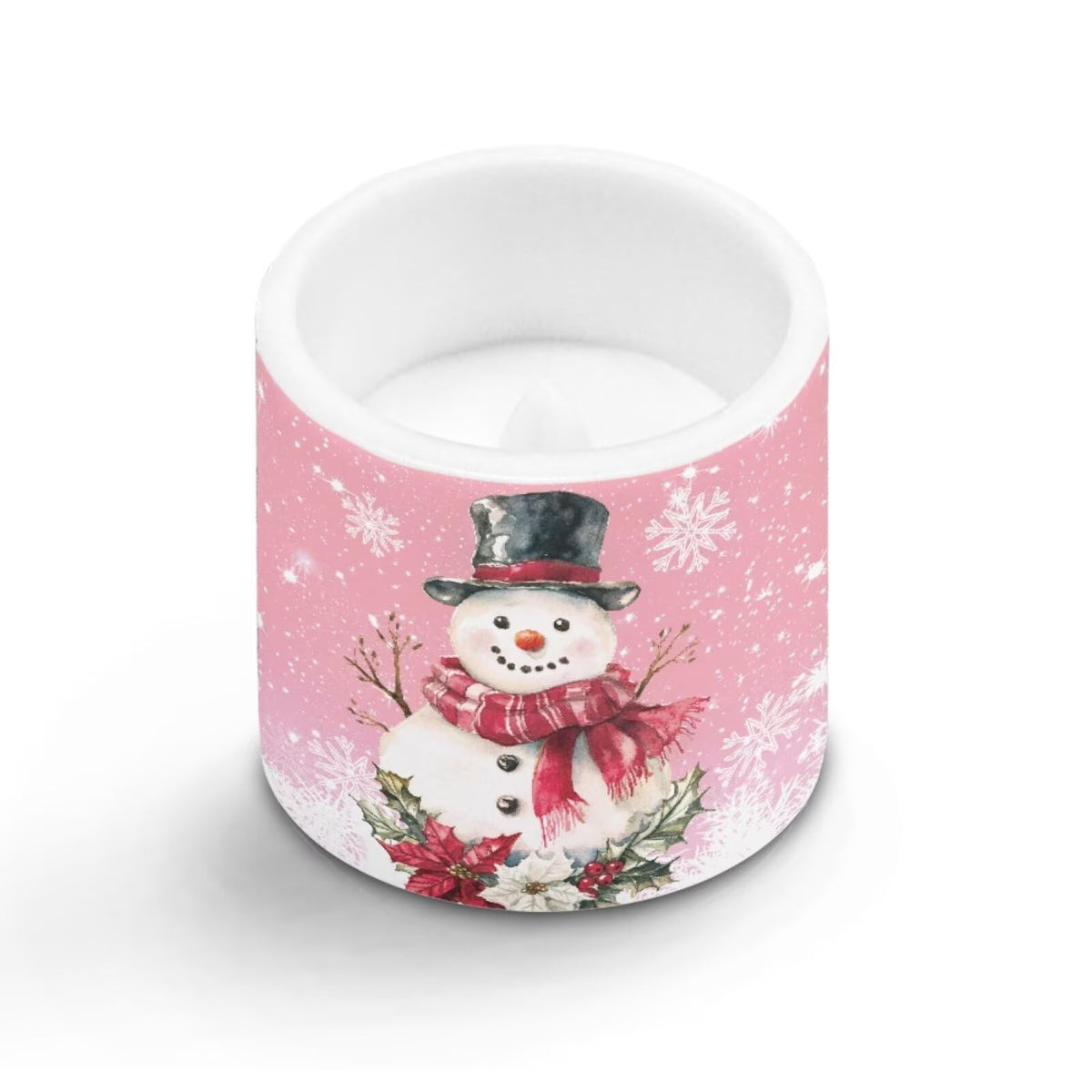 Merkmak Christmas Flameless Candles with 18-Key Remote Battery Operated Candles with Timer Snowman Poinsettia Flickering LED Elictric Pillar Tealights for Party Banquet