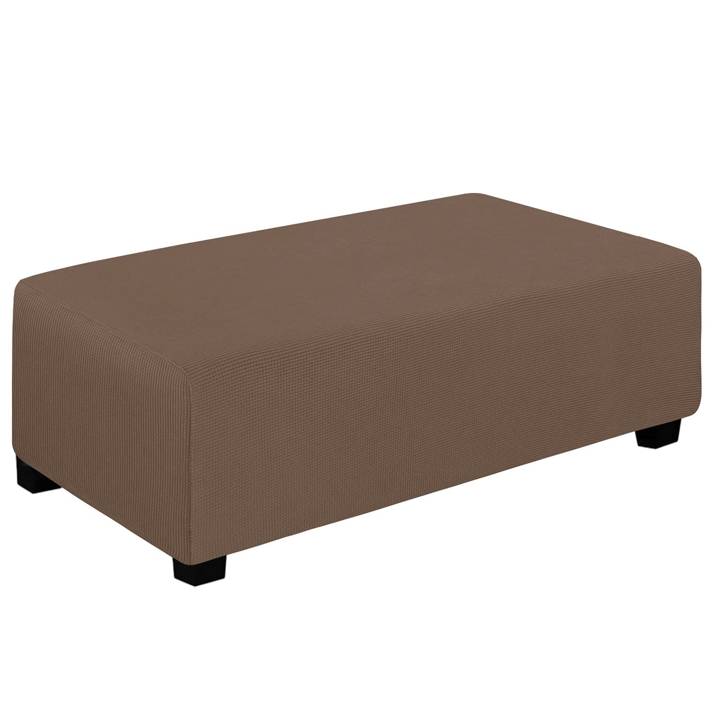 Easy-Going Stretch Ottoman Cover Folding Storage Stool Furniture Protector Soft Rectangle Slipcover with Elastic Bottom (Ottoman XX-Large, Brown)