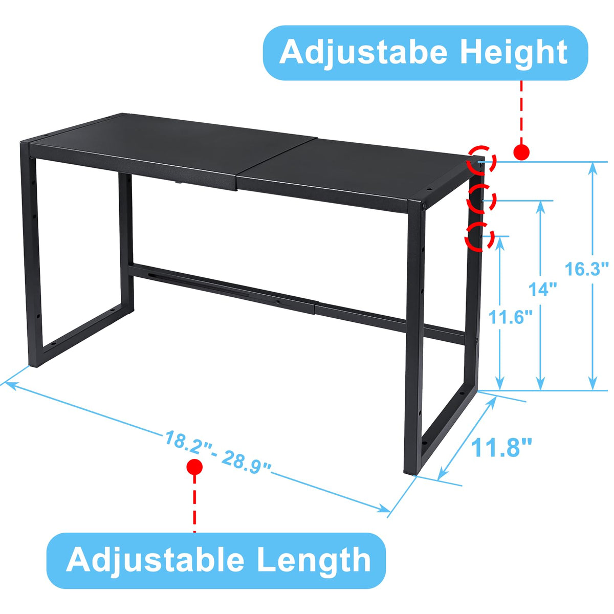 Expandable 110 LBS Heavy Duty Storage Shelves,Metal Shelving Unit for Pots Pans Microwave Small Appliance,Adjustable Storage Rack Shelf Organizer For Kitchen Garage Warehouse Cabinet Closet Pantry