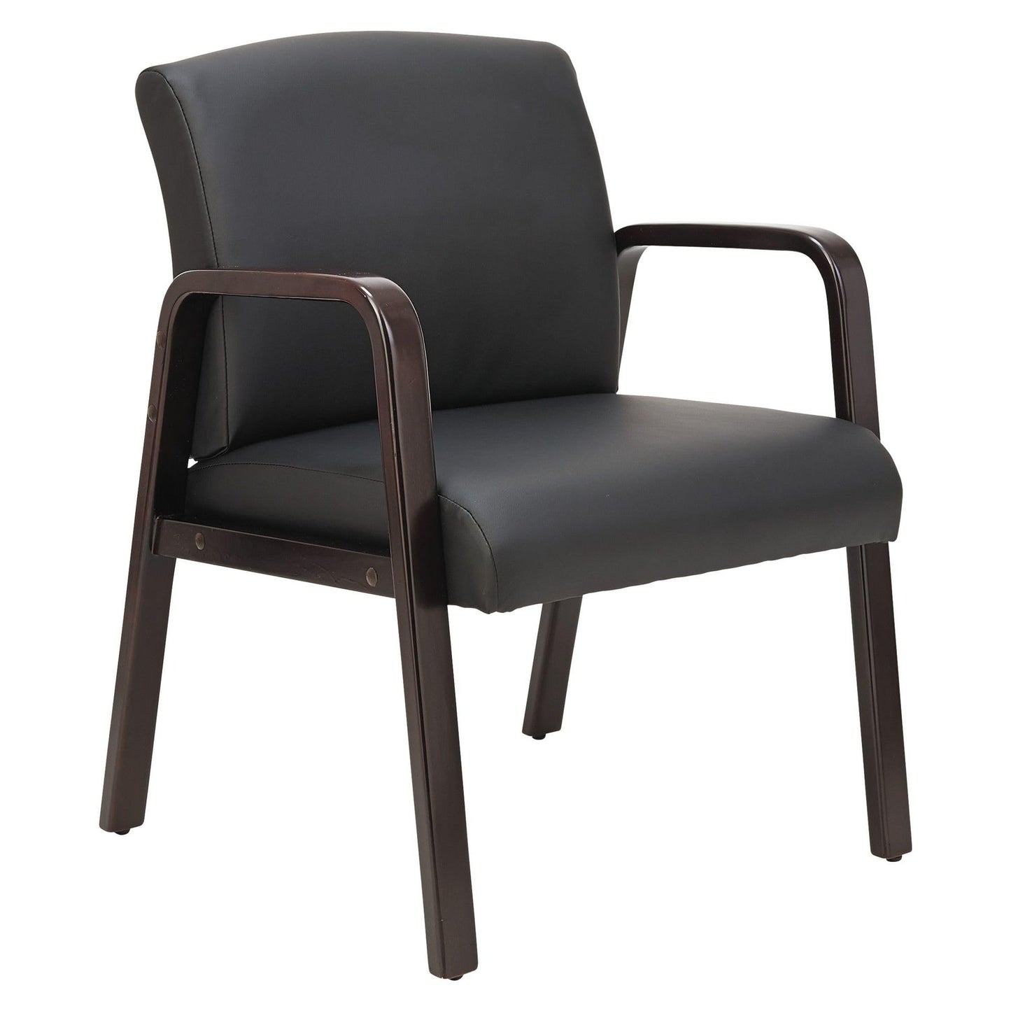 Alera ALE Reception Lounge Series Guest Chair, Espresso/Black Leather