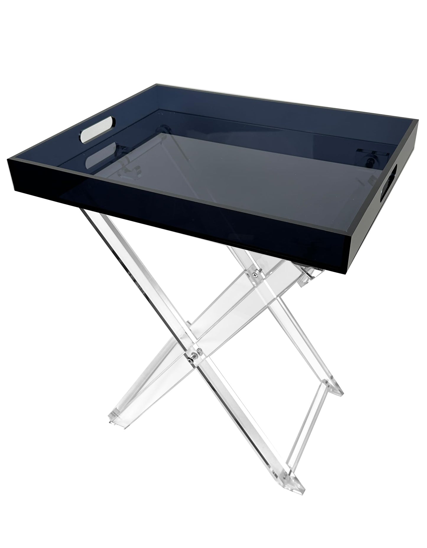 Designstyles Acrylic Folding Tray Table – Modern Chic Accent Desk - Kitchen and Bar Serving Table - Elegant Clear Design (Smoked and Clear)