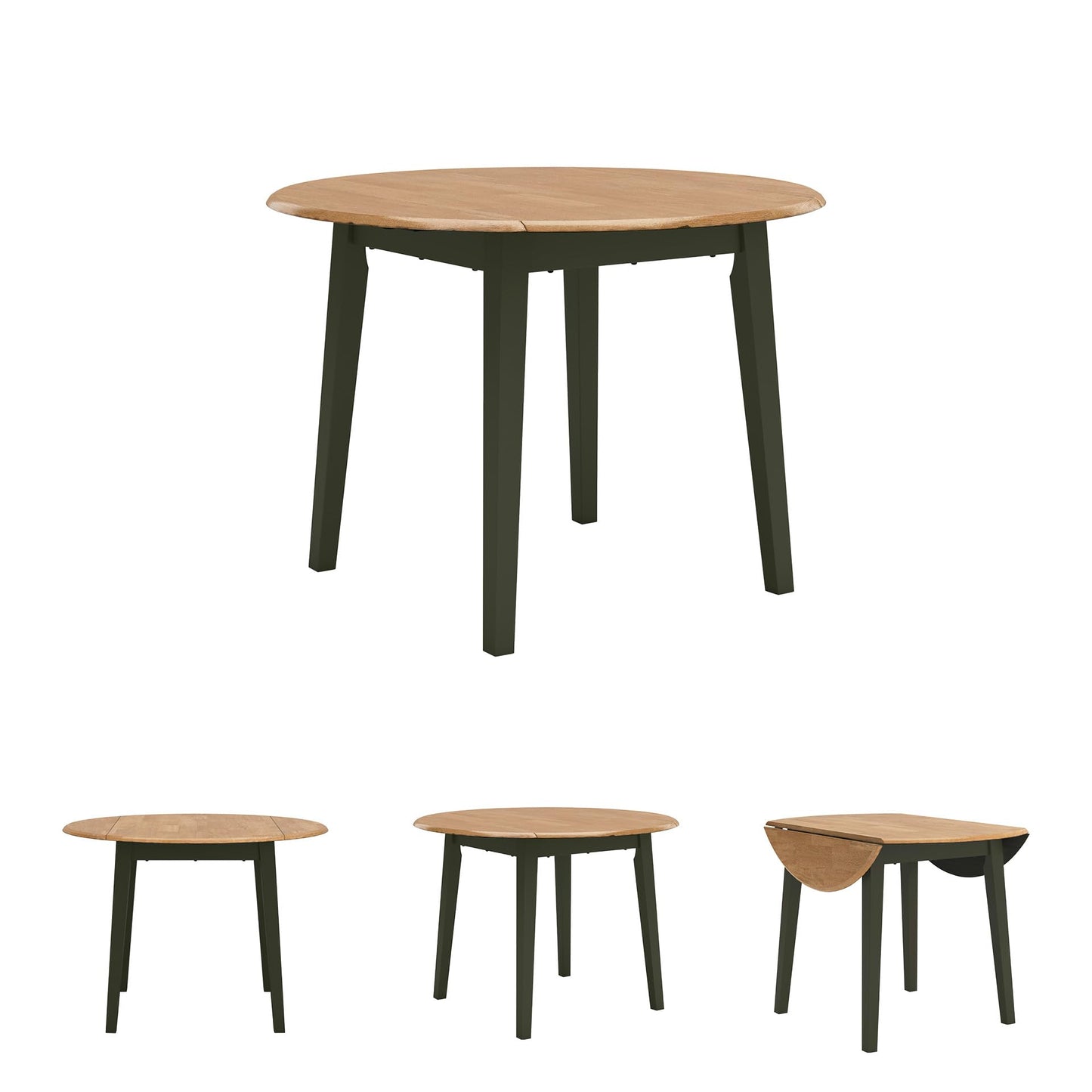 Signature Design by Ashley Gesthaven Modern Dining Drop Leaf Table with 4 Legs, Light Brown & Green