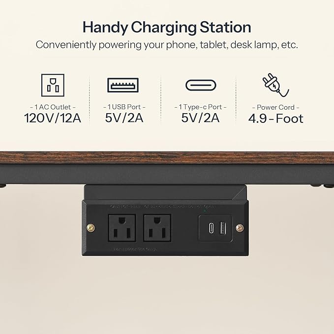 HOOBRO TV Stand with Charging Station to 55 Inches, LED Entertainment Center