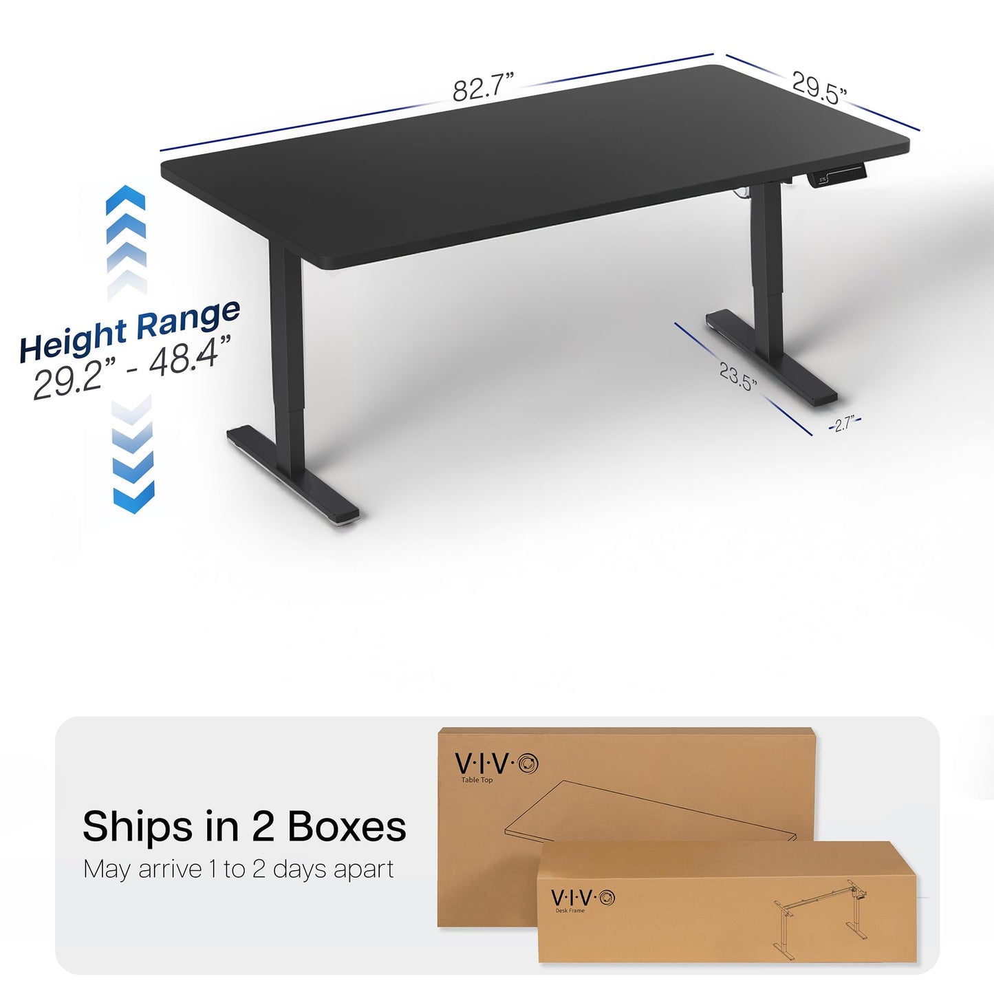 VIVO Large Electric 83 x 30 in Standing Desk, Memory Height Adjustment, 1B Series, Holds 220 lbs, Black Top Black Frame, DESK-KIT-1B8B